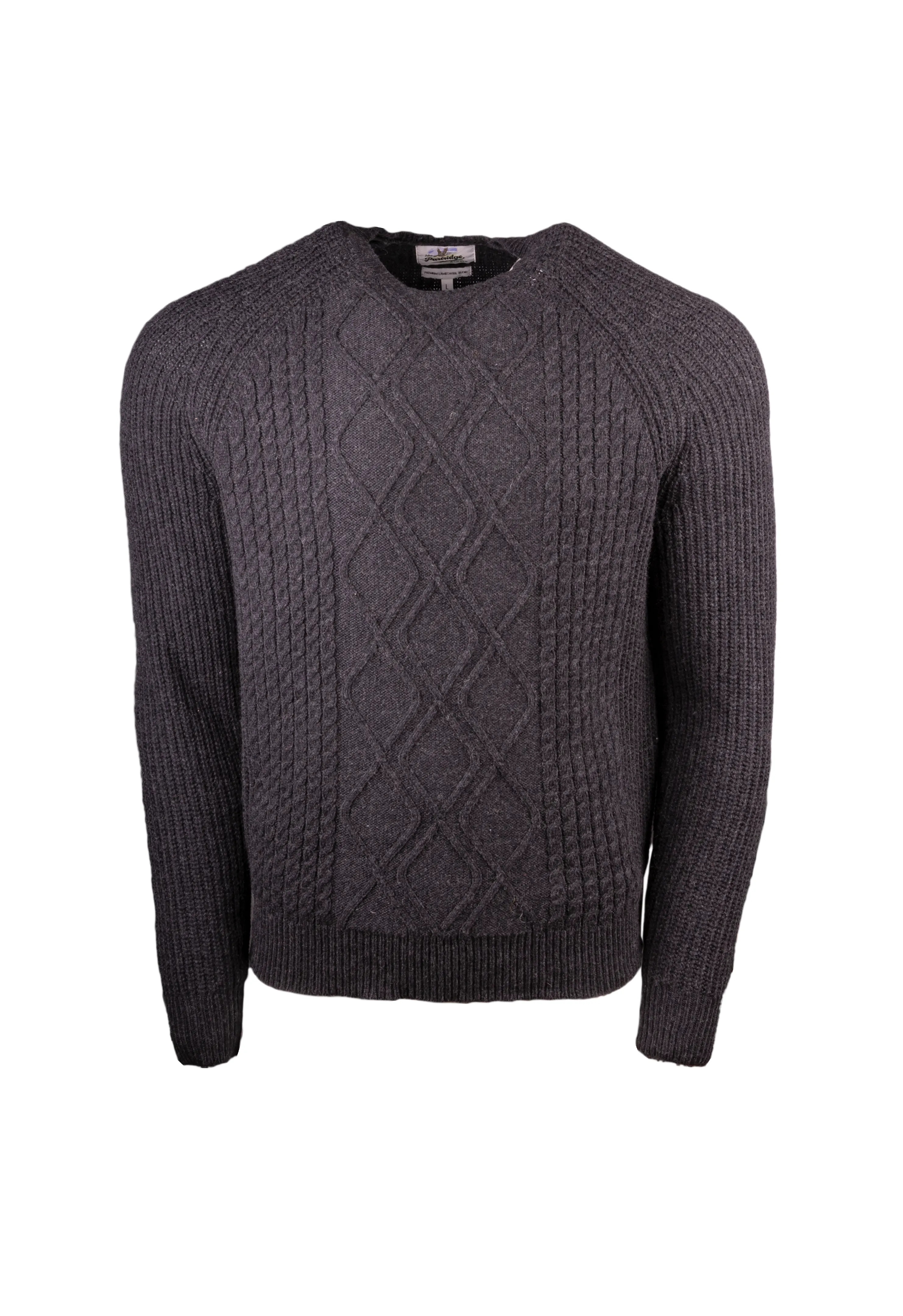 Diamond Panel Crew Neck Jumper - Charcoal