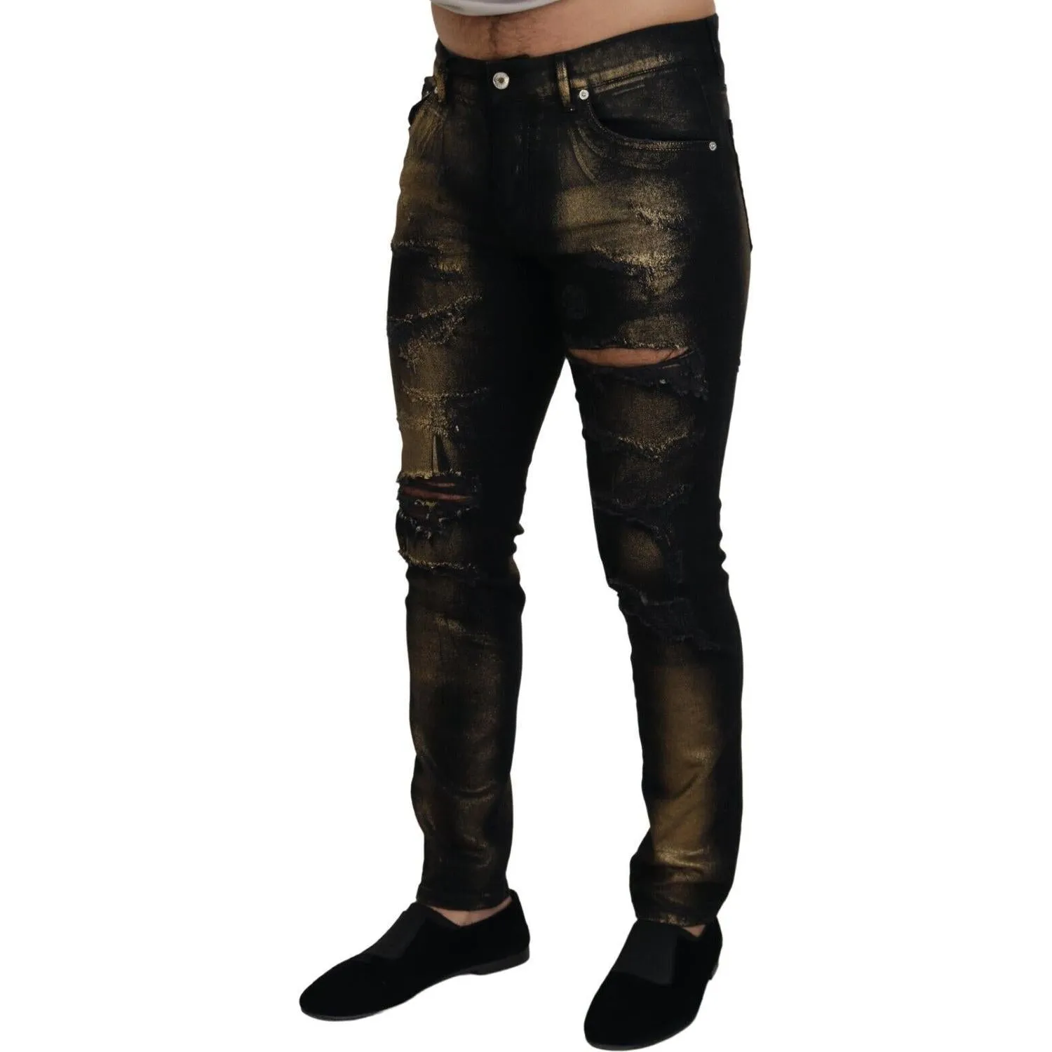 Dolce & Gabbana Elegant Black Gold Dust Jeans