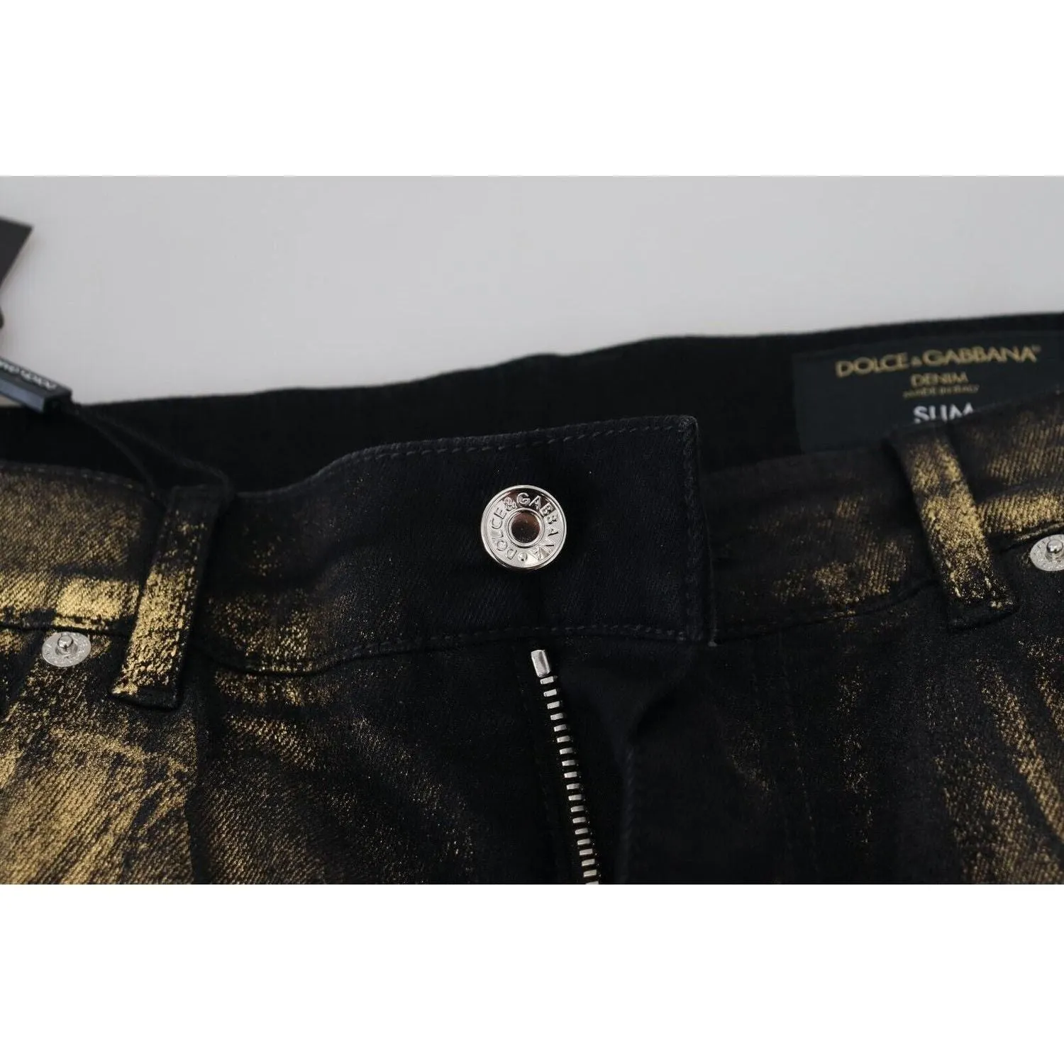 Dolce & Gabbana Elegant Black Gold Dust Jeans