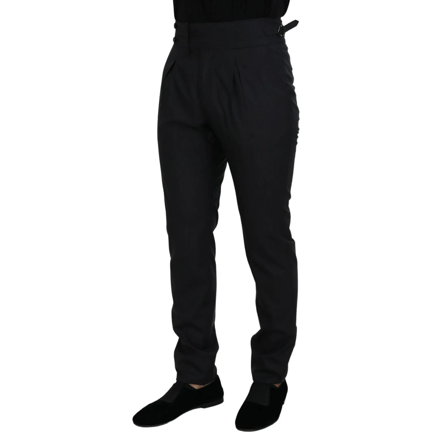 Dolce & Gabbana Elegant Dark Grey Wool Silk Pants