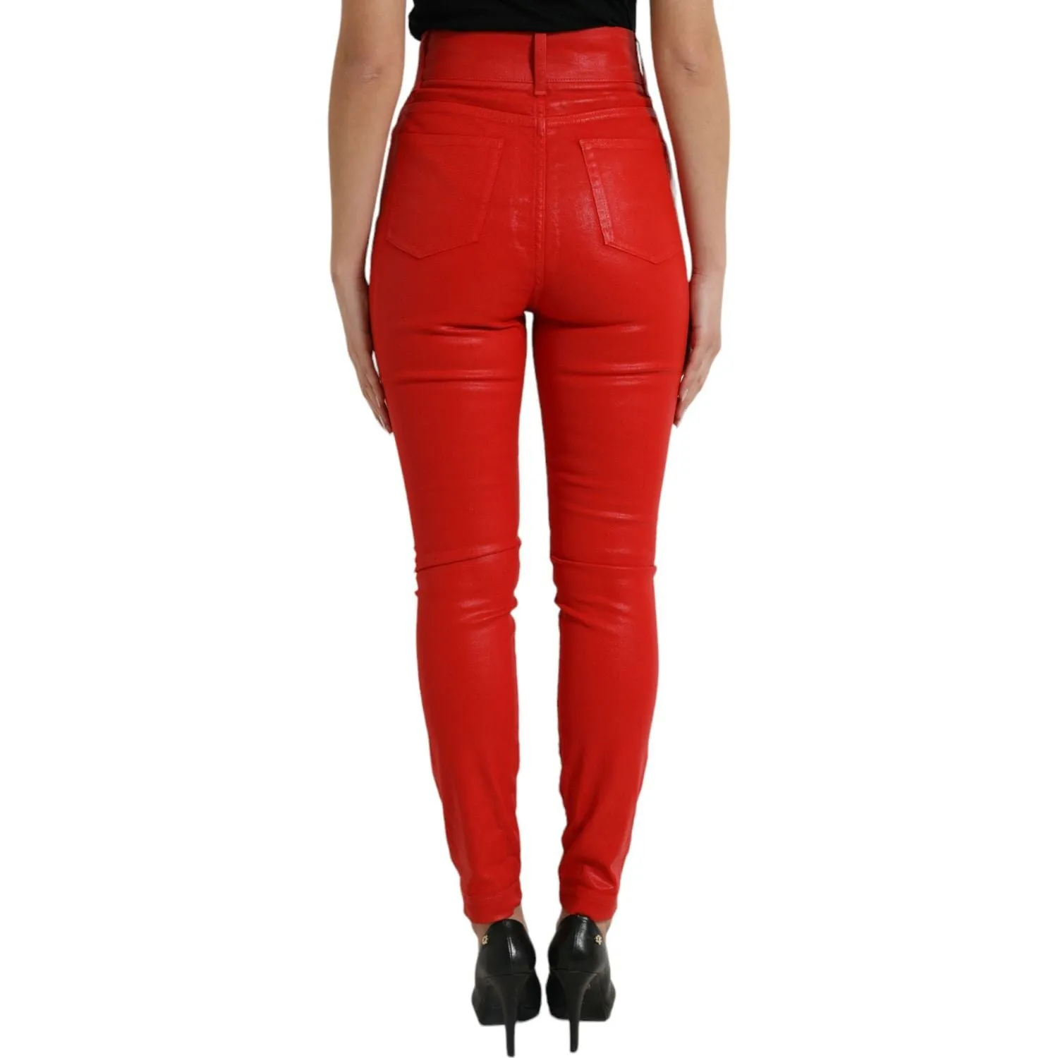 Dolce & Gabbana Elegant High-Waist Stretch Denim in Red