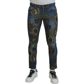 Dolce & Gabbana Elegant Slim-Fit Printed Denim Jeans