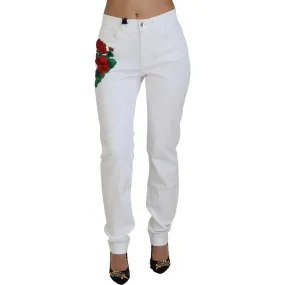 Dolce & Gabbana Elegant White Mid Waist Skinny Jeans