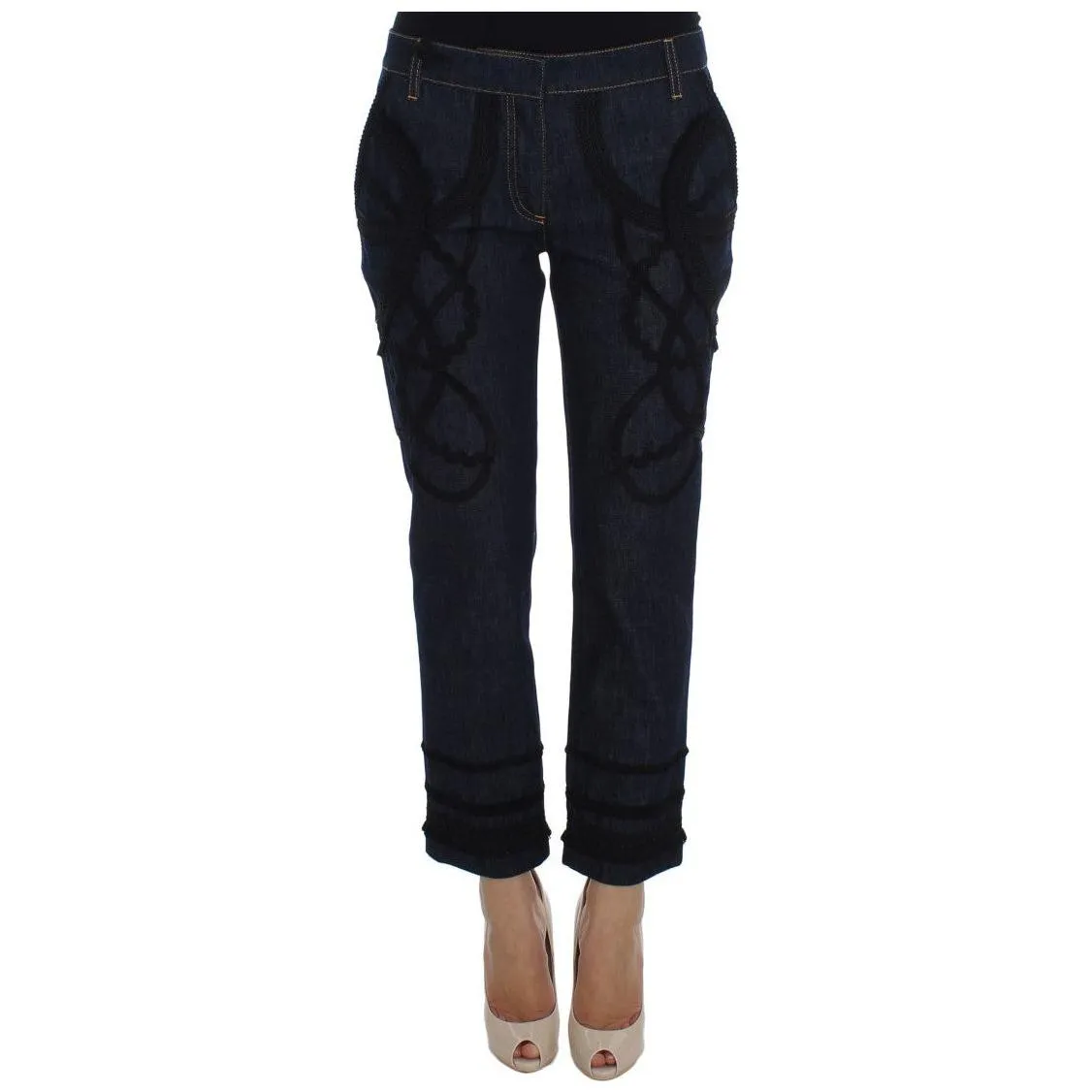 Dolce & Gabbana Embroidered Capri Jeans for Elegant Styling