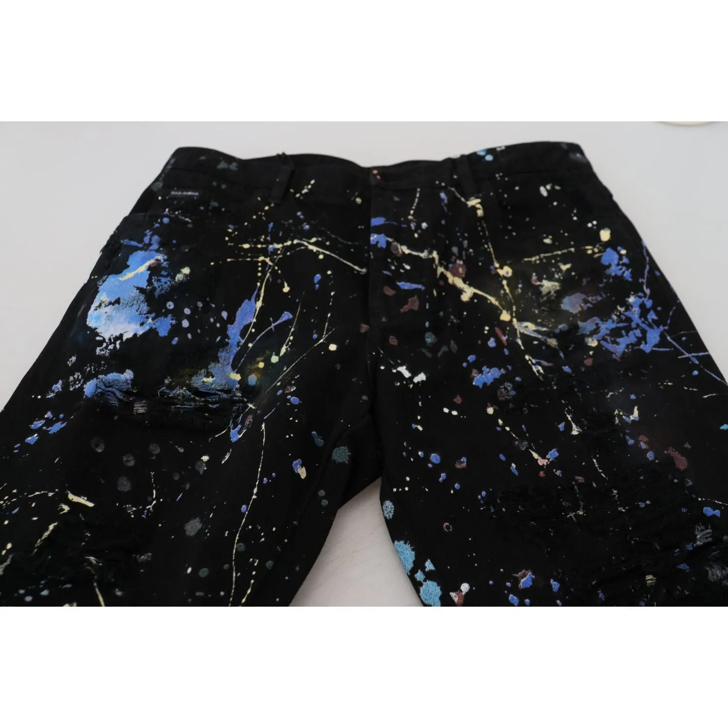 Dolce & Gabbana Exquisite Color Splash Print Denim Pants