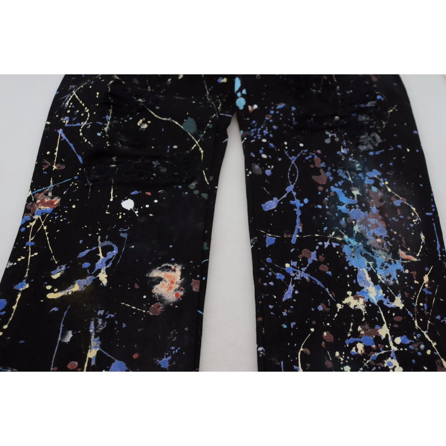 Dolce & Gabbana Exquisite Color Splash Print Denim Pants