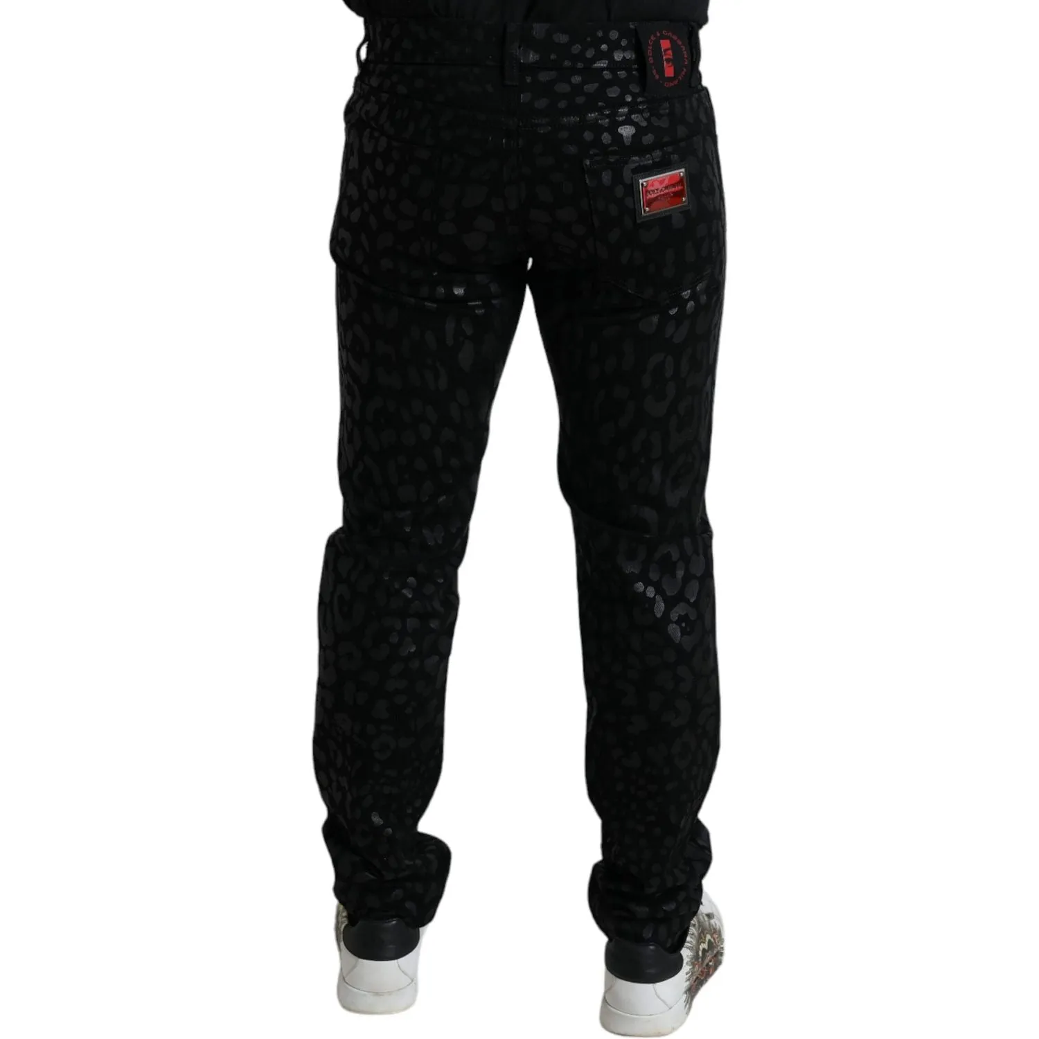 Dolce & Gabbana Exquisite Slim-fit Patterned Black Jeans