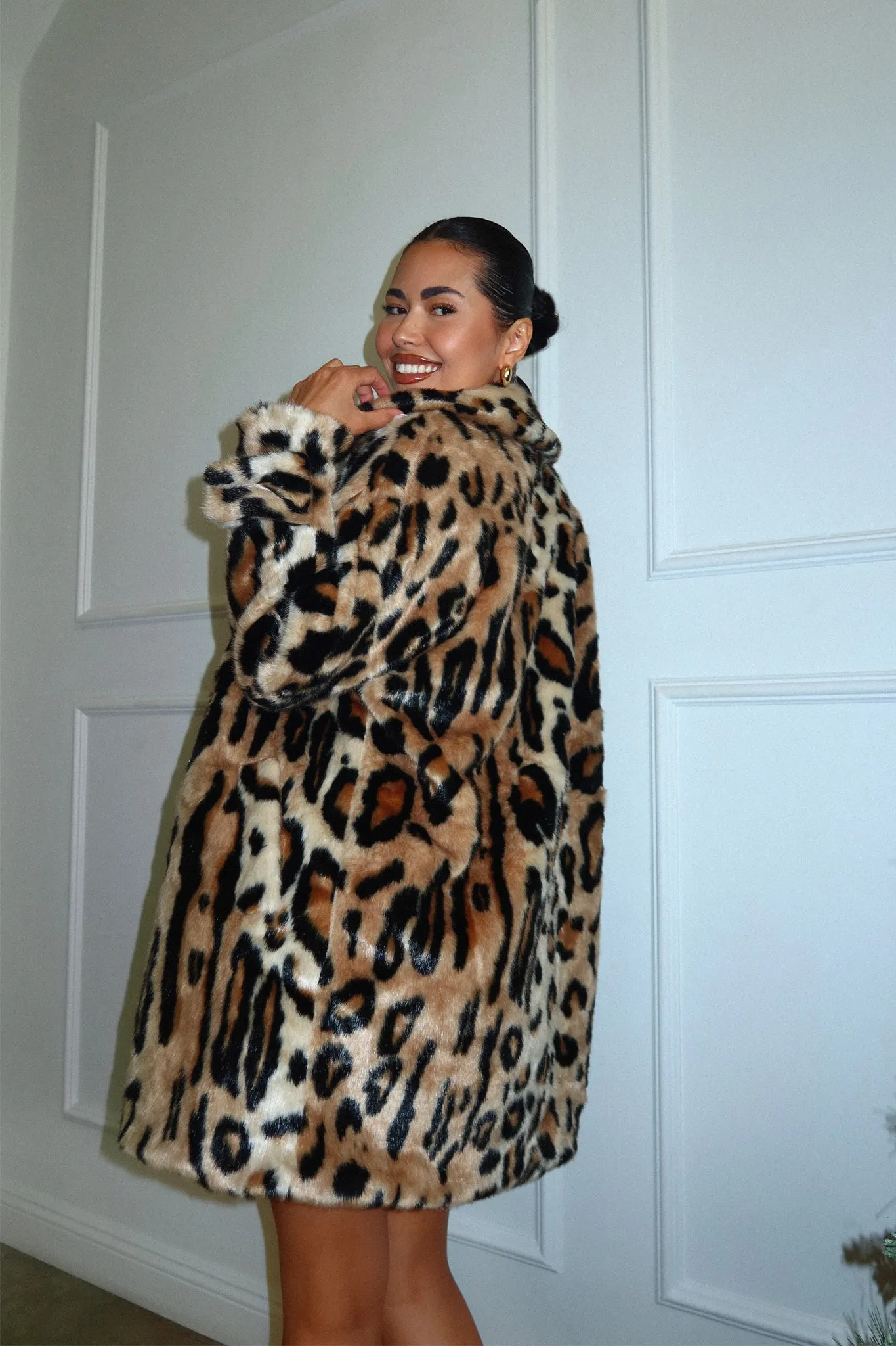 Drita Faux Fur Coat - Leopard