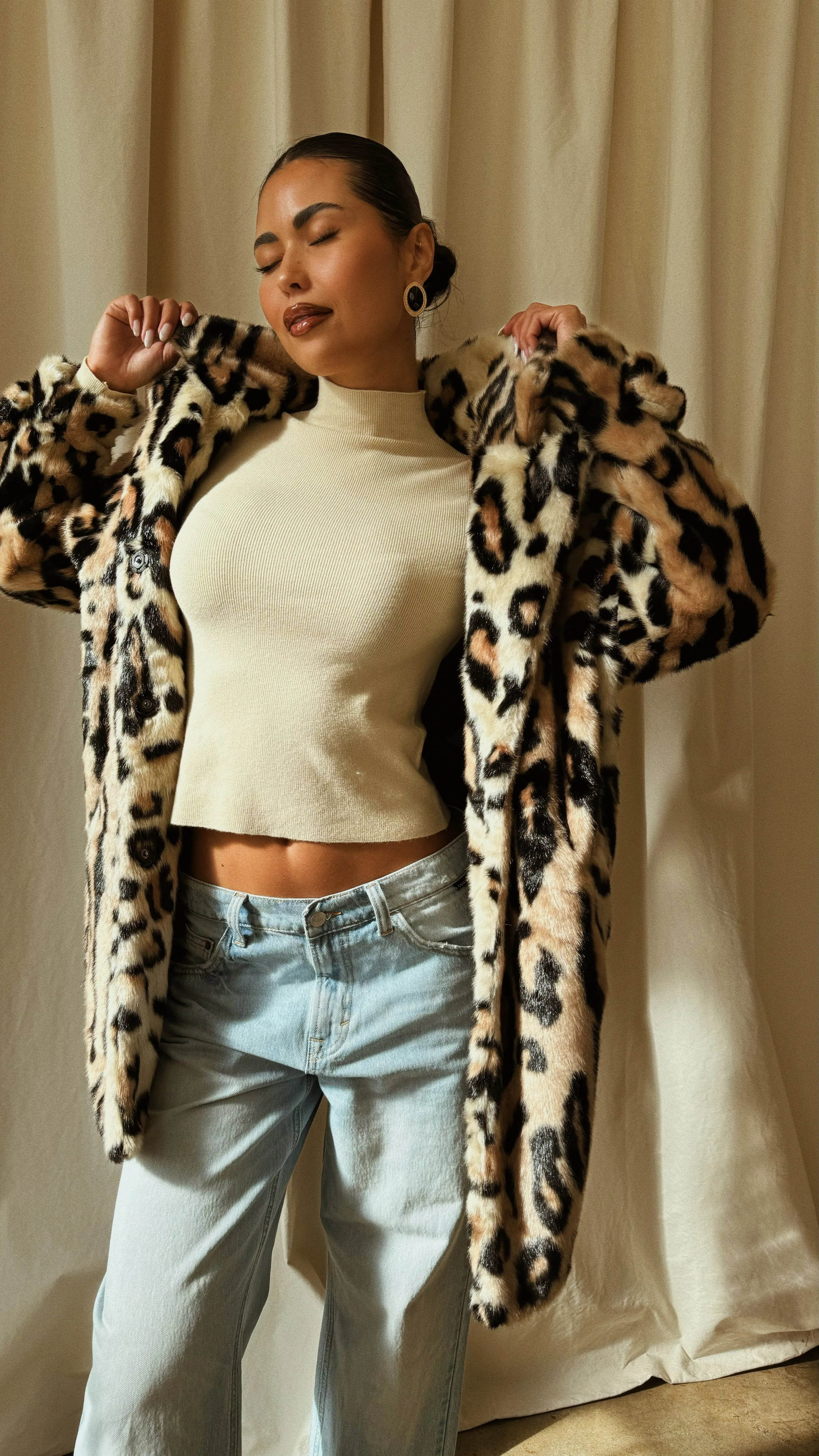 Drita Faux Fur Coat - Leopard