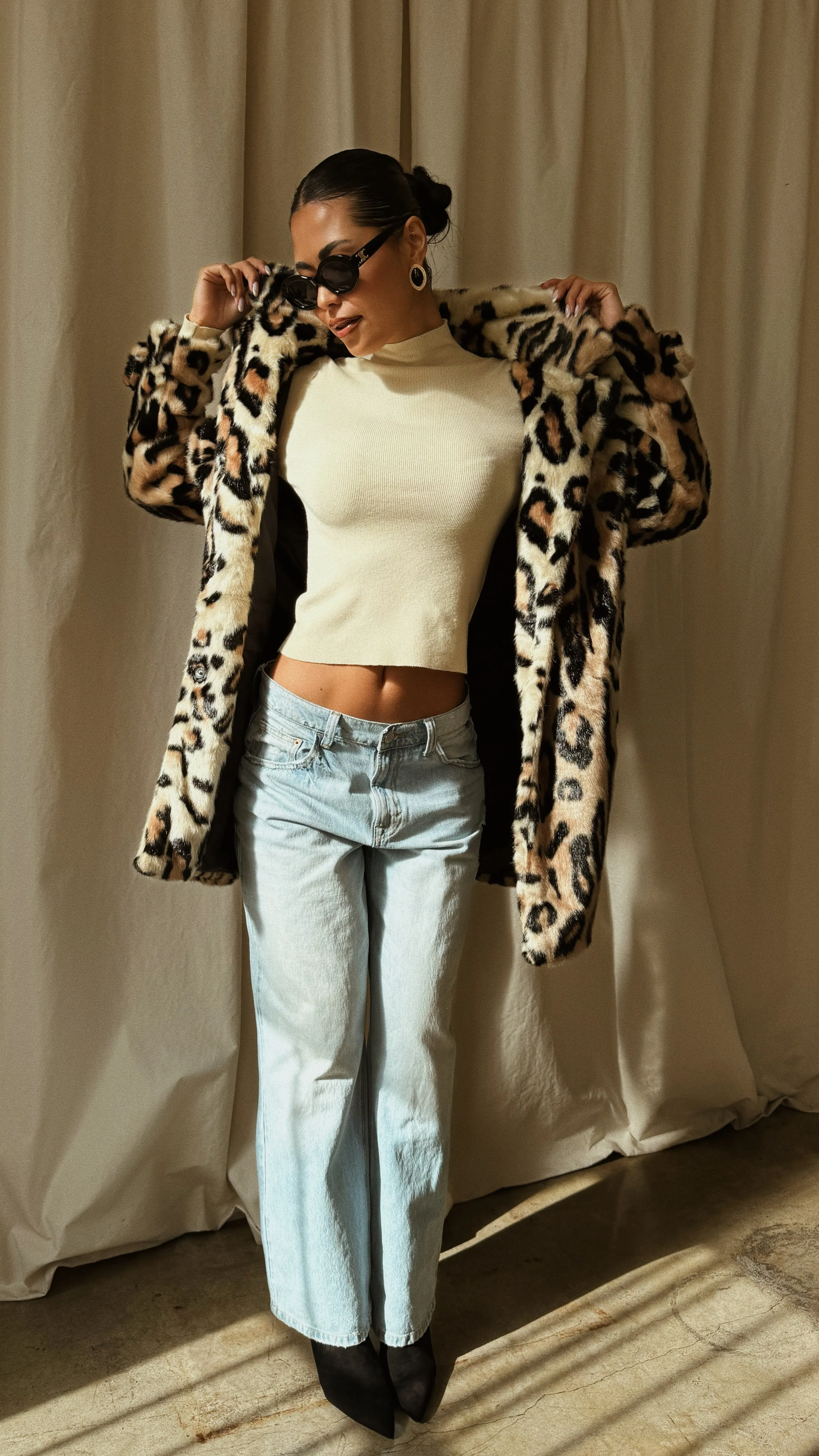 Drita Faux Fur Coat - Leopard