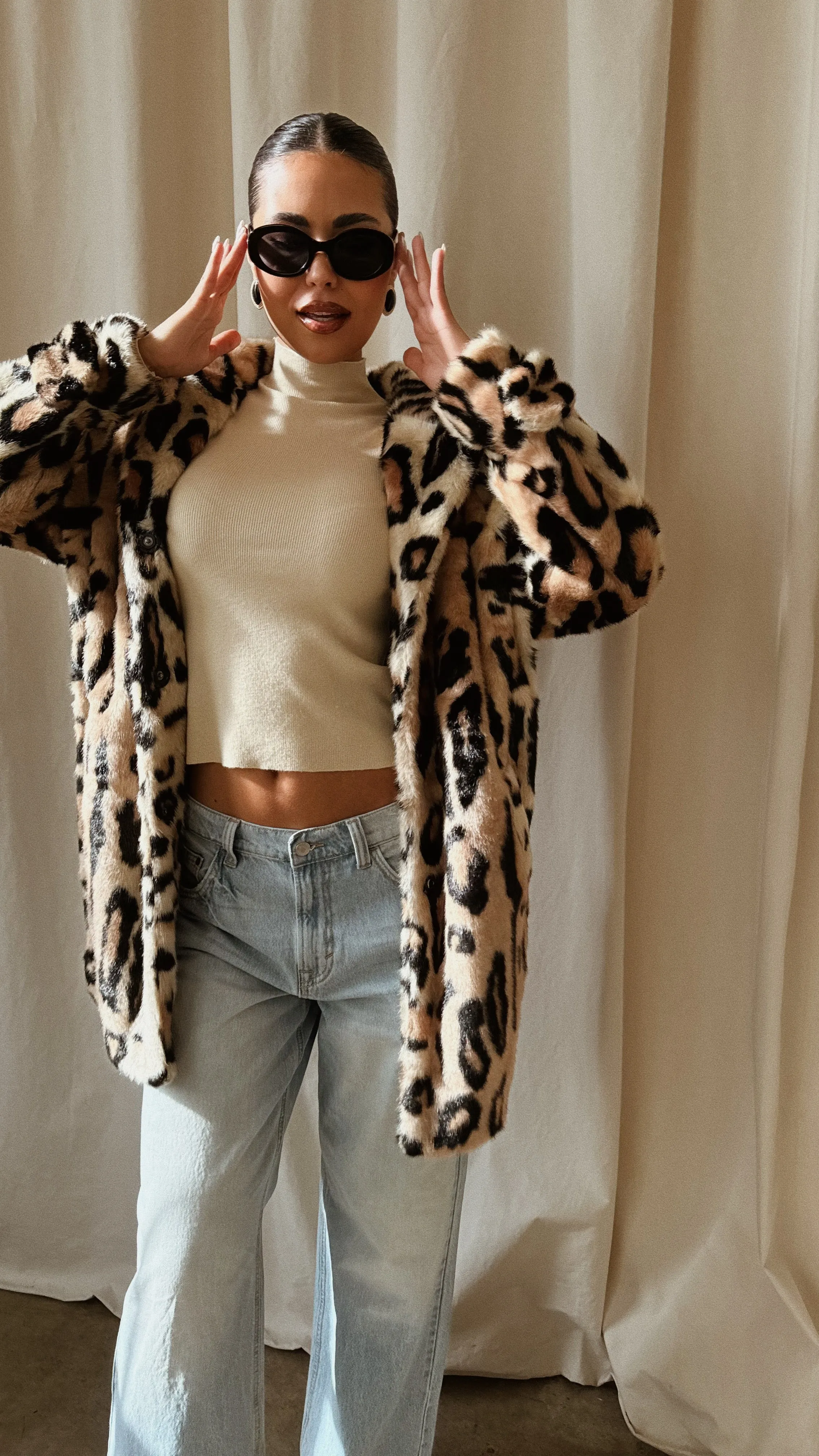 Drita Faux Fur Coat - Leopard