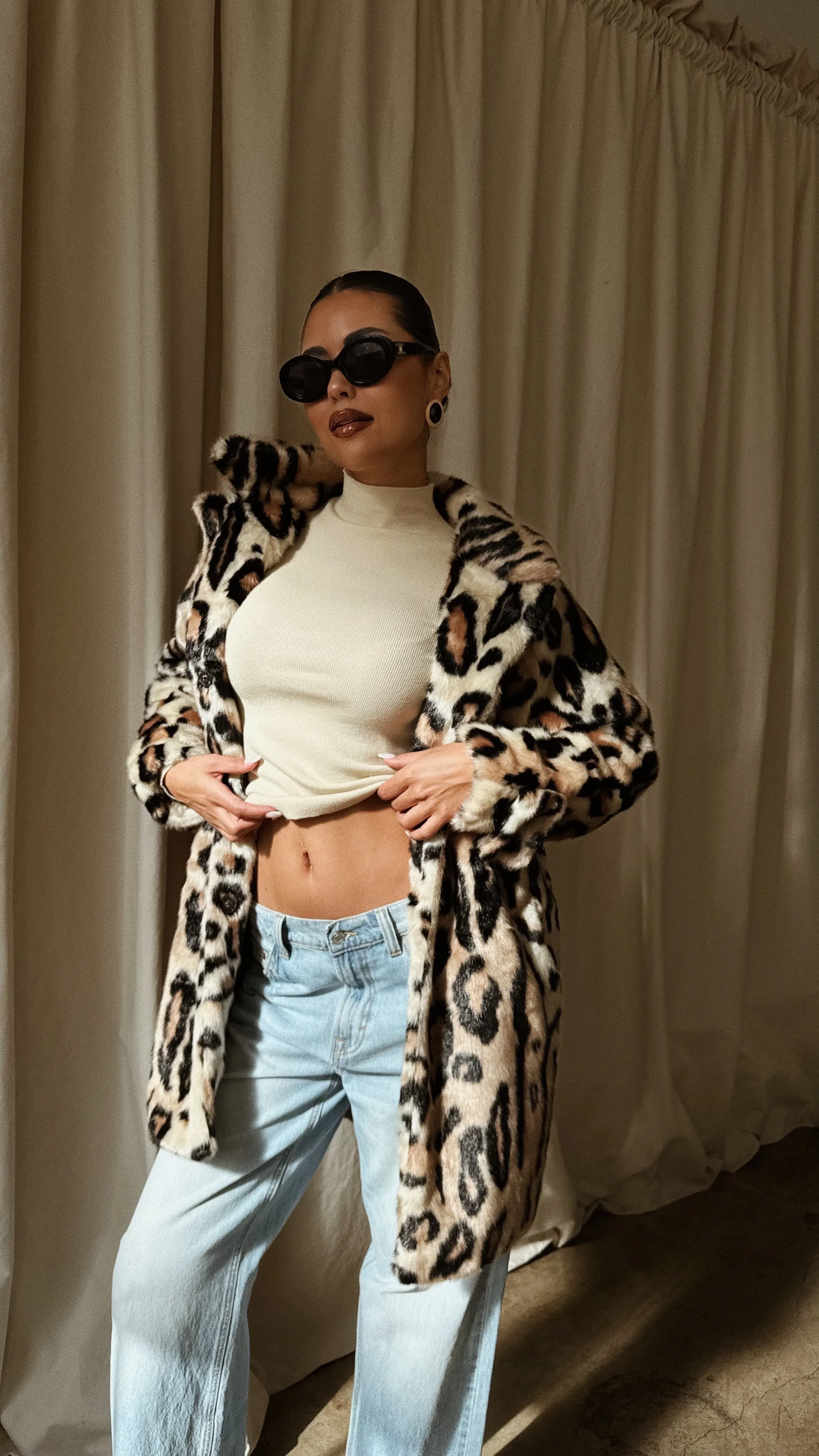 Drita Faux Fur Coat - Leopard