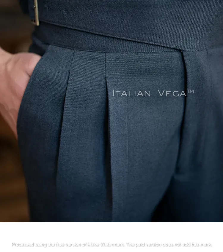 Elephant Grey Classic Buckle Gurkha Pants by Italian Vega®