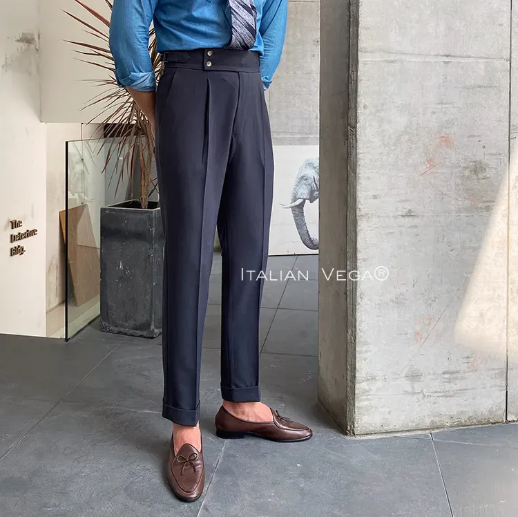 Elephant Grey Signature Buttoned Formal Gurkha Pants by ITALIAN VEGA®