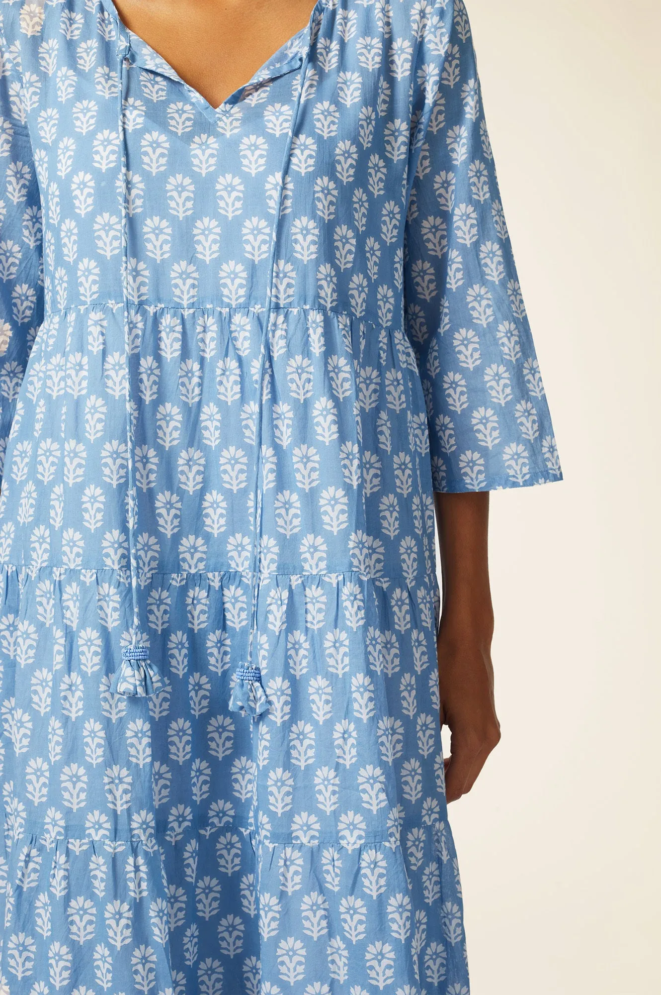 Emma Cotton Dress | Geranium Blue/White