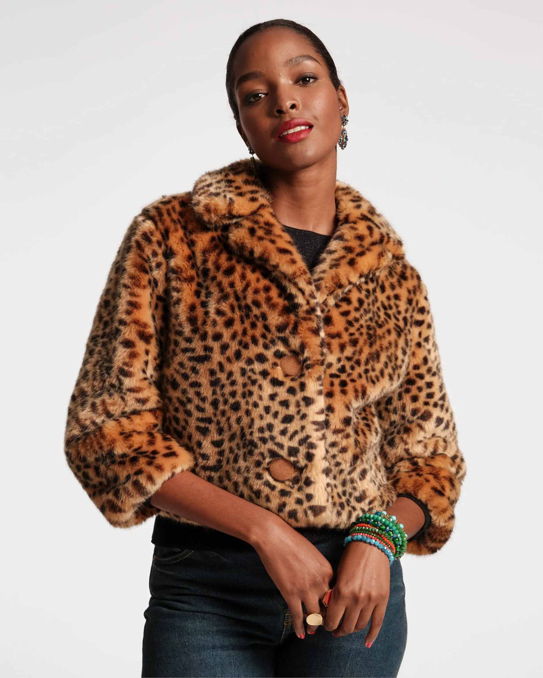 Erika Jacket Faux Fur Leopard