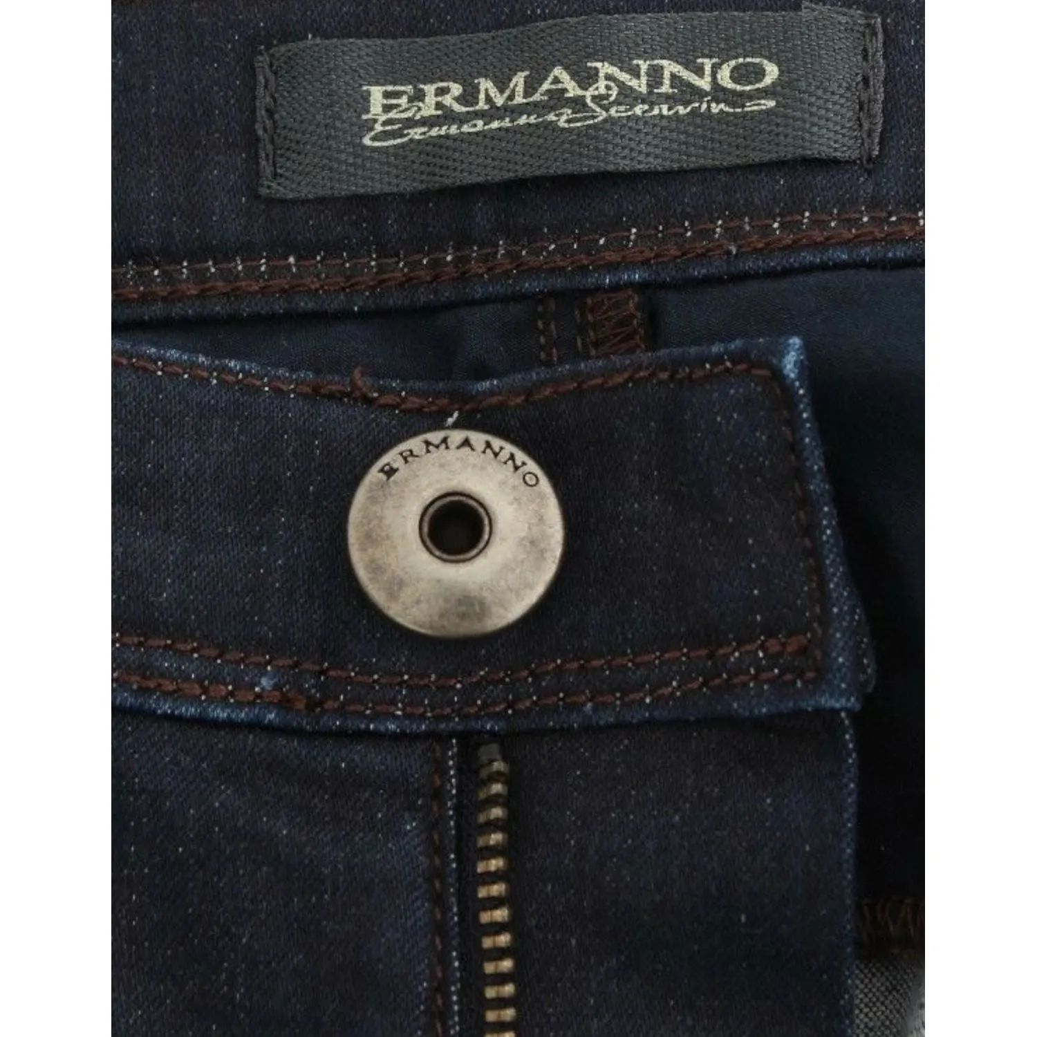 Ermanno Scervino Chic Dark Blue Slim Jeans for Elegant Style