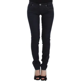 Ermanno Scervino Chic Dark Blue Slim Jeans for Elegant Style