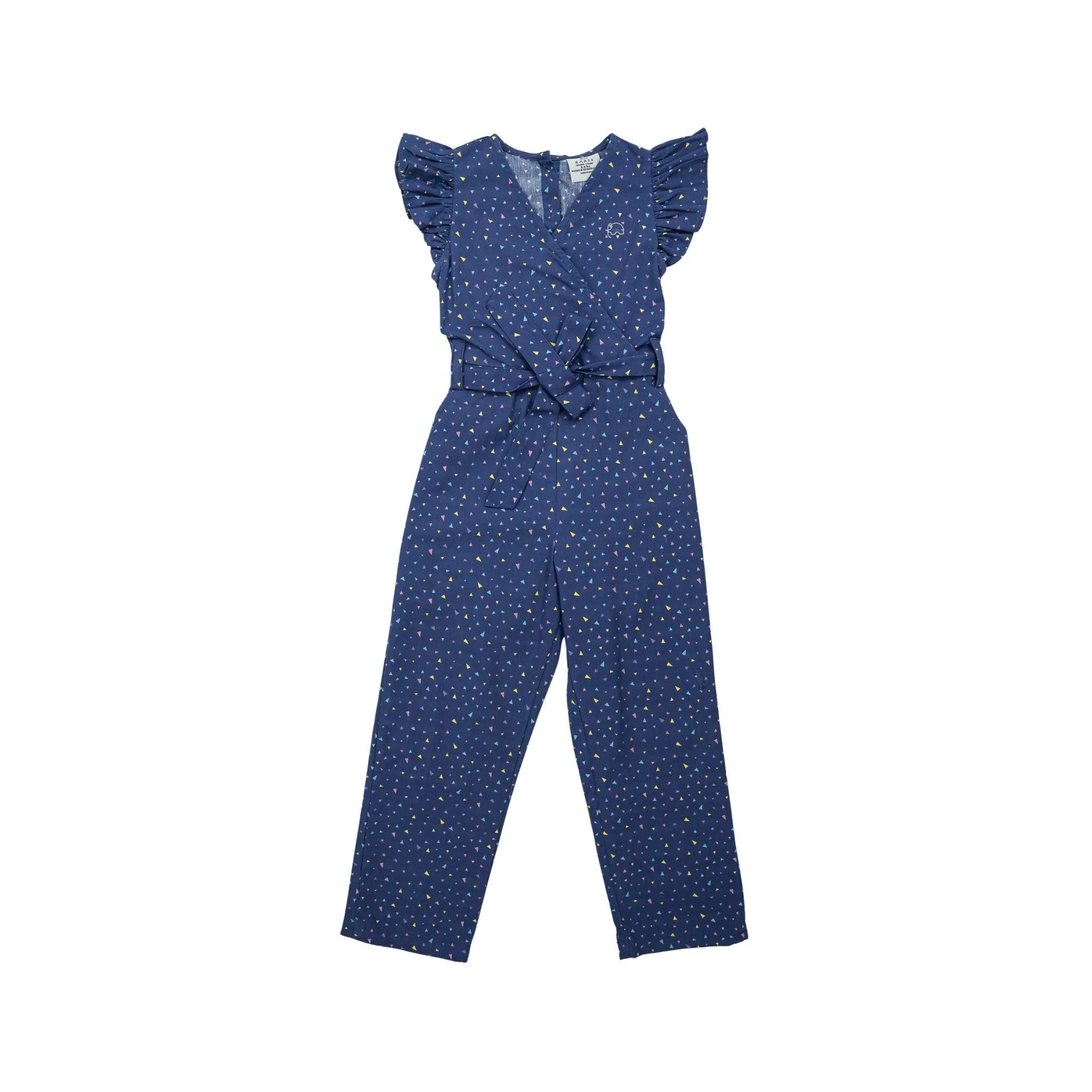 Estate Blue Cotton Jumpsuit for girls