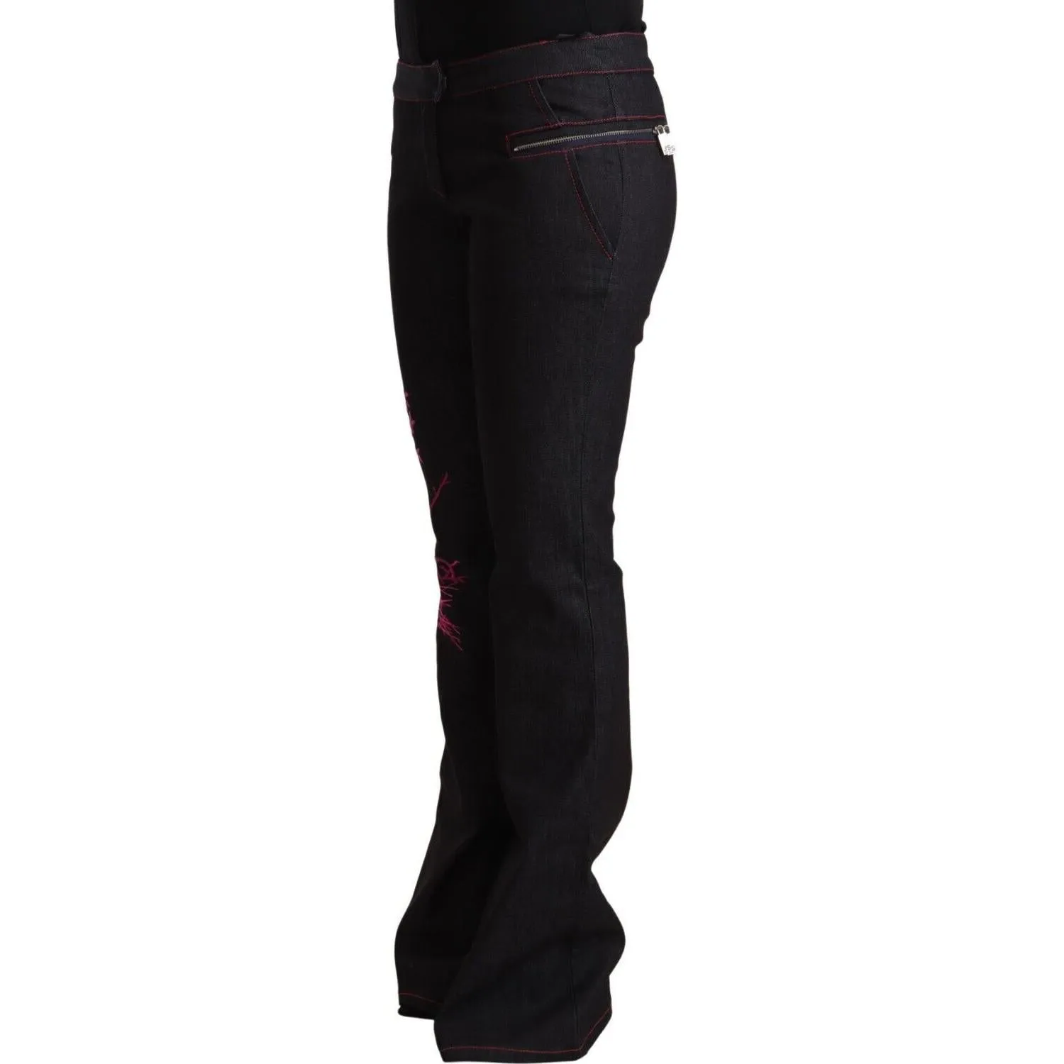 Exte Chic Mid Waist Flared Black Denim Jeans