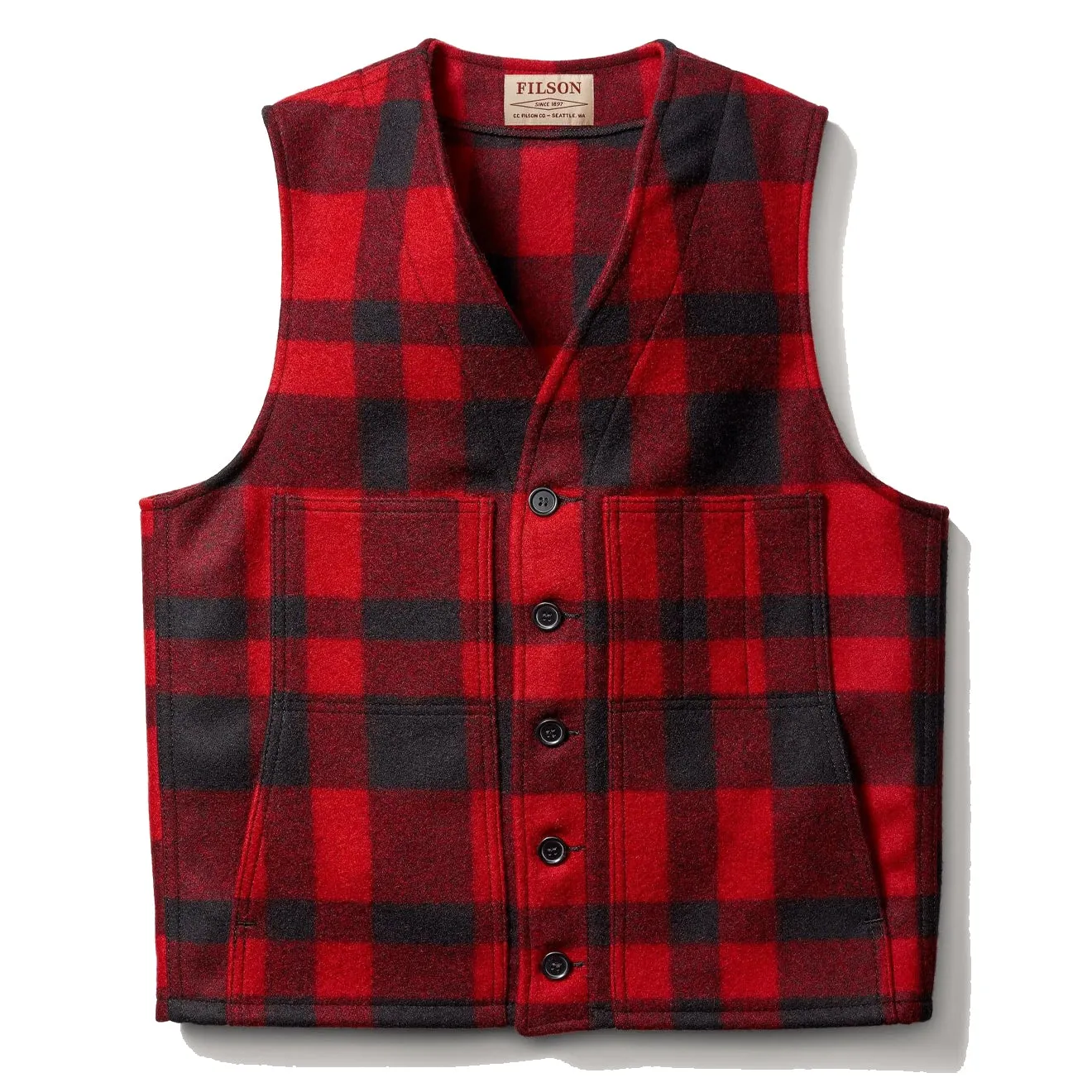 Filson Mackinaw Wool Vest Red / Black Plaid