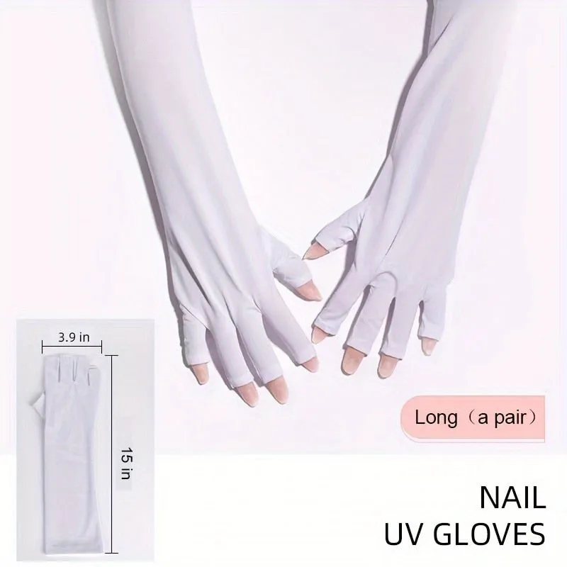 Flytonn Anti UV Gloves Gel Professional Protection Gloves For Manicures, Protect Hands Nail Art Stretchy Fingerless Glove For Home