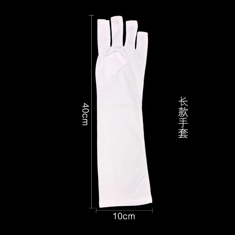 Flytonn Anti UV Gloves Gel Professional Protection Gloves For Manicures, Protect Hands Nail Art Stretchy Fingerless Glove For Home