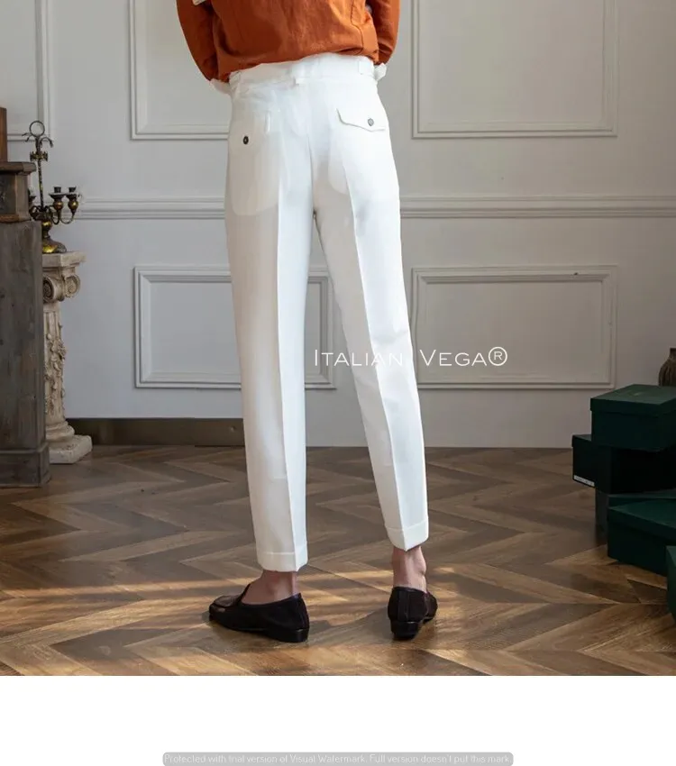 Frost White Classic Buckle Gurkha Pants by Italian Vega®