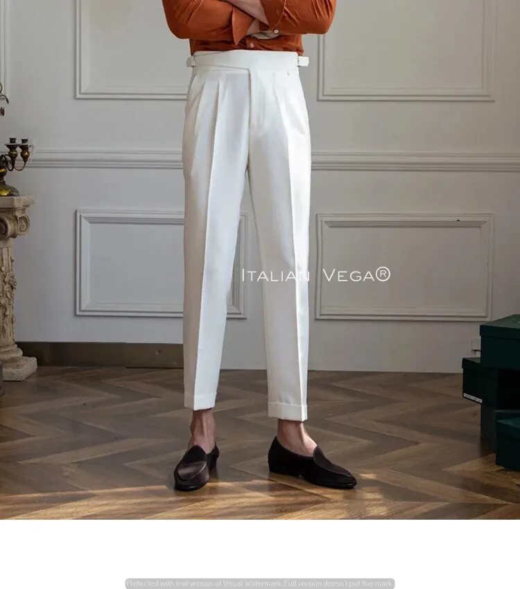 Frost White Classic Buckle Gurkha Pants by Italian Vega®