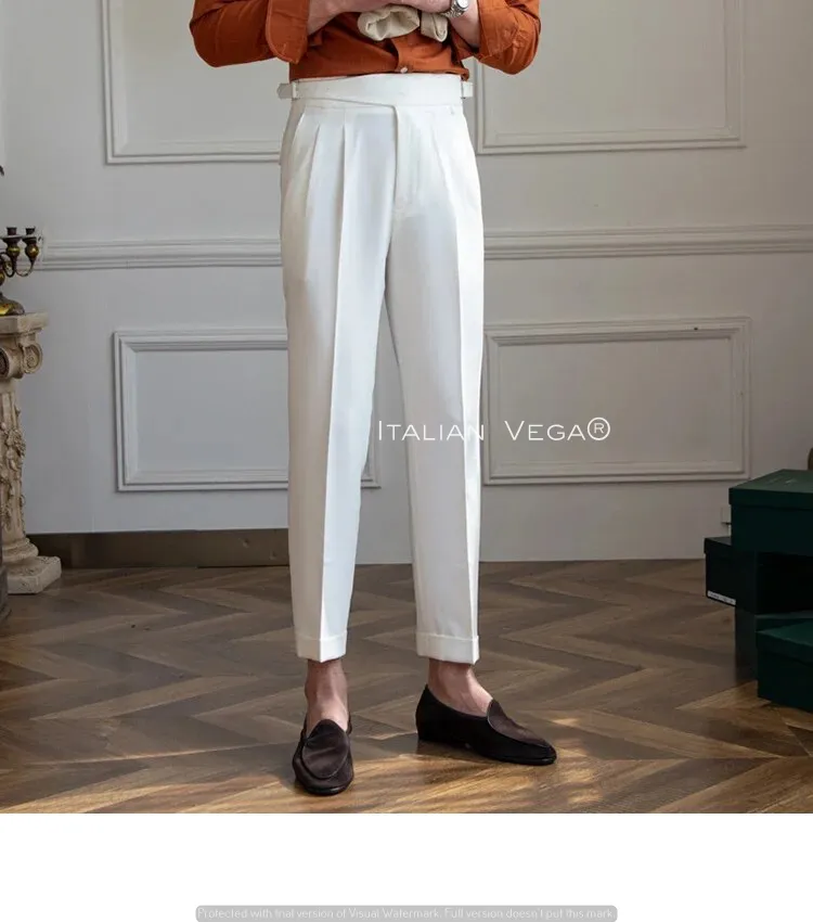 Frost White Classic Buckle Gurkha Pants by Italian Vega®