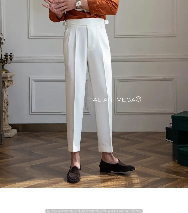 Frost White Classic Buckle Gurkha Pants by Italian Vega®