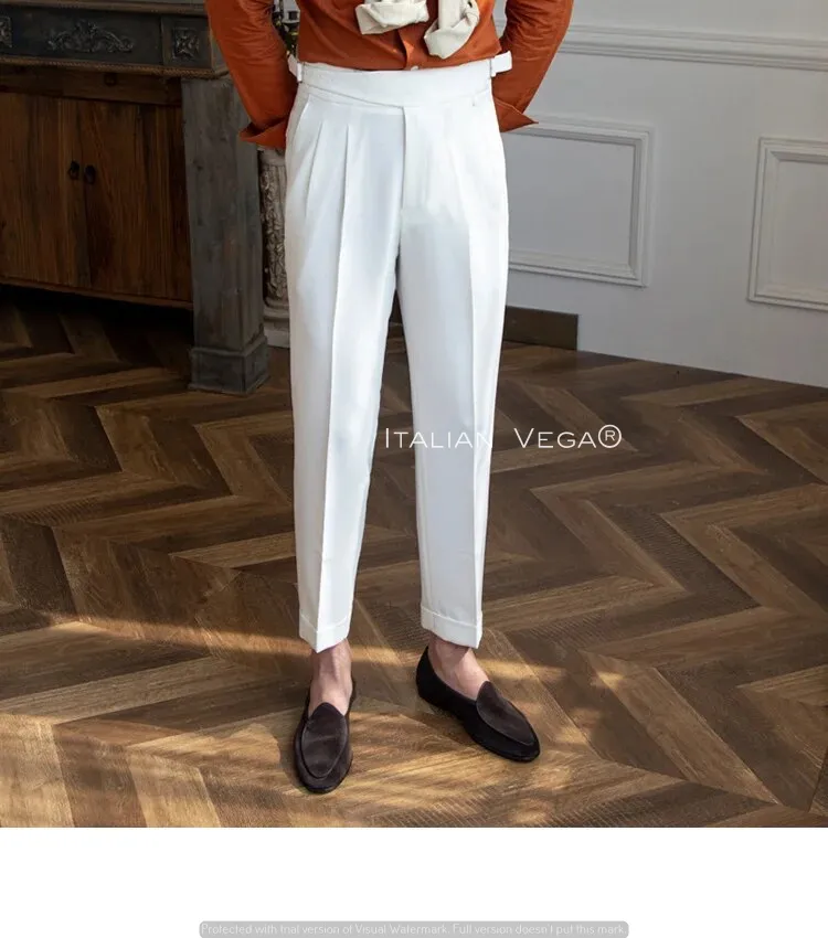 Frost White Classic Buckle Gurkha Pants by Italian Vega®