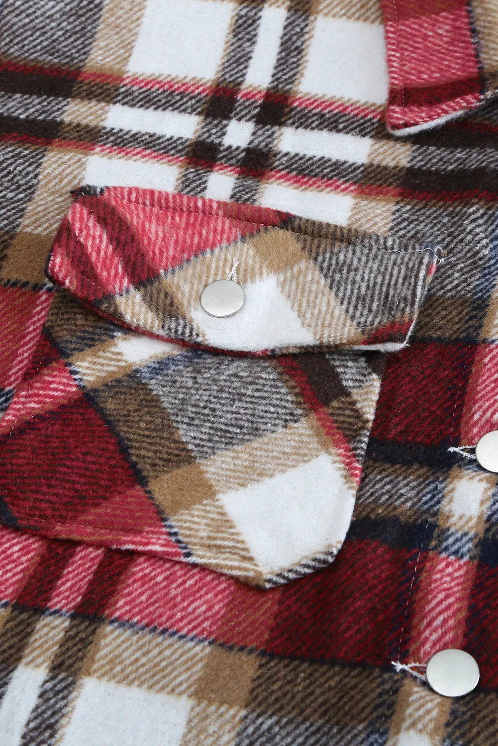 Geometric Plaid Print Pocketed Shacket