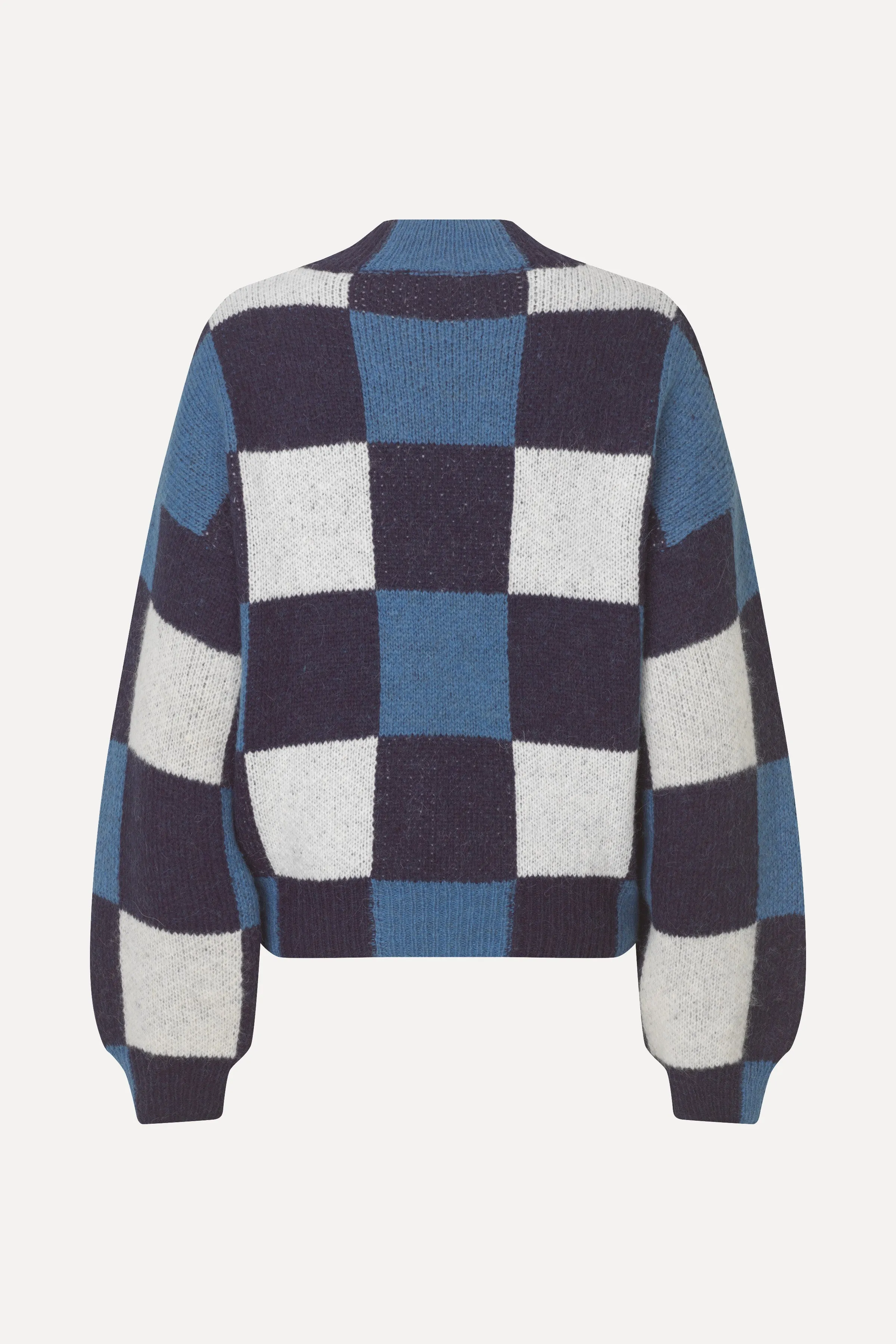 Gingham Check Sweater - Blue Gingham Check