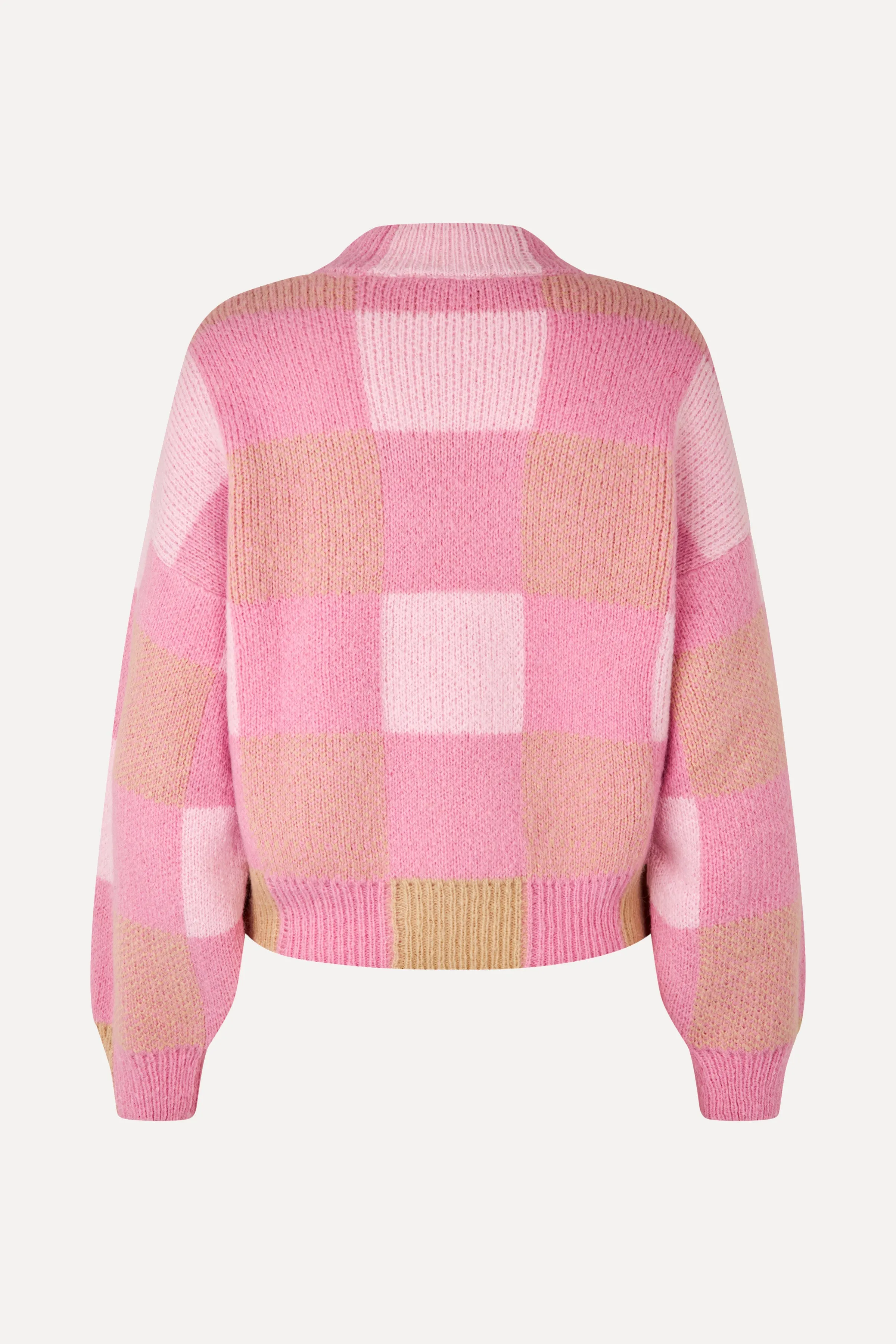 Gingham Check Sweater - Pink Gingham Check