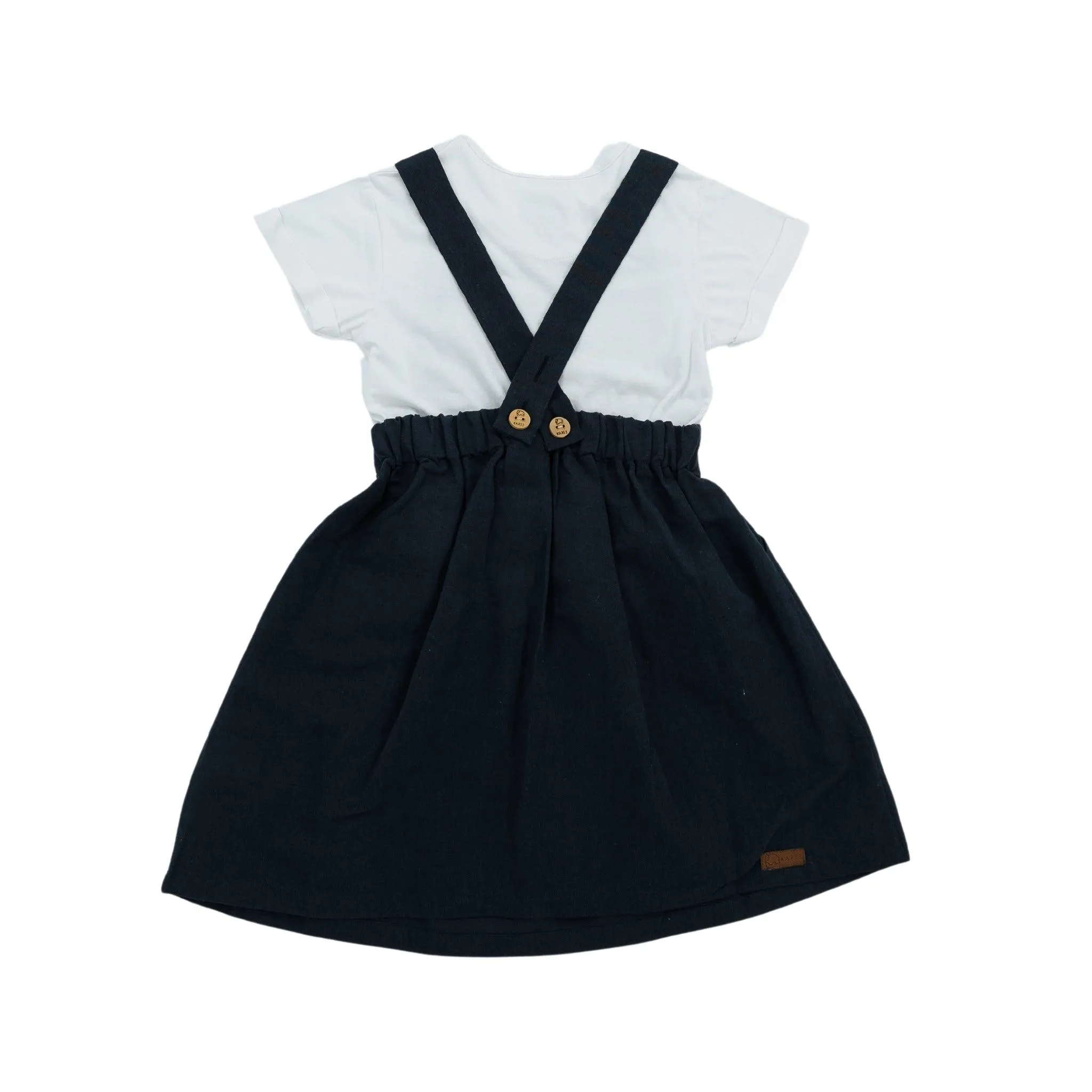 Girls' Elegant Ebony Linen Pinafore