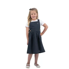 Girls' Elegant Ebony Linen Pinafore