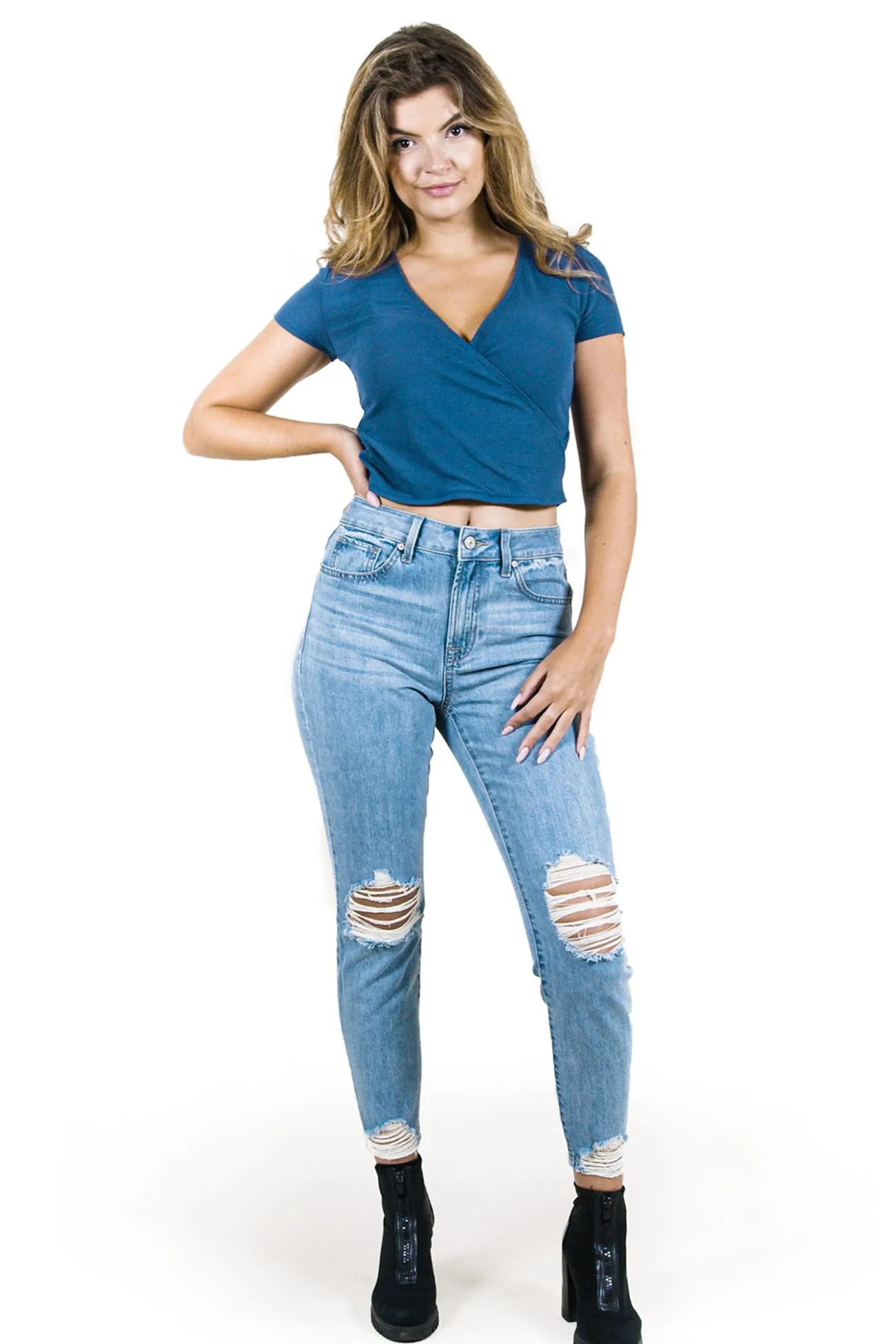 HIGH RISE VINTAGE REUNION JEANS - COOL TORN LIGHT