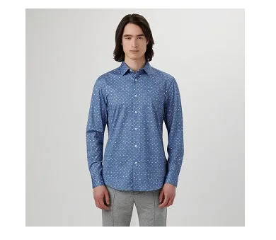 James Abstract OoohCotton Shirt in Classic Blue by Bugatchi