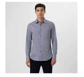 James Basketweave OoohCotton Shirt in Navy by Bugatchi