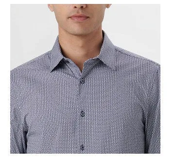 James Basketweave OoohCotton Shirt in Navy by Bugatchi