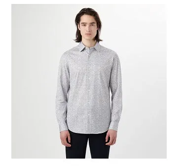 James Diamond Check OoohCotton Shirt in Chalk by Bugatchi