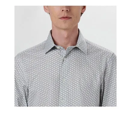 James Geometric OoohCotton Shirt in Chalk by Bugatchi