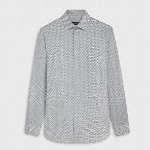 James Geometric OoohCotton Shirt in Chalk by Bugatchi