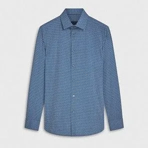 James Geometric OoohCotton Shirt in Classic Blue by Bugatchi