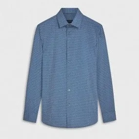 James Geometric OoohCotton Shirt in Classic Blue by Bugatchi