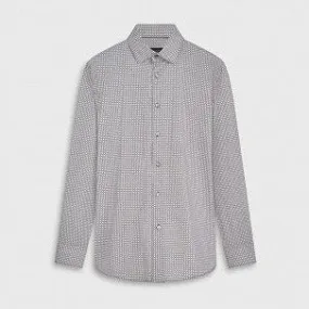 James Geometric OoohCotton Shirt in Stone by Bugatchi