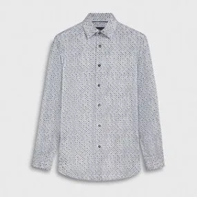 James Mosaic Print OoohCotton Shirt in Air Blue by Bugatchi