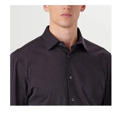 James Polka Dot OoohCotton Shirt in Black by Bugatchi