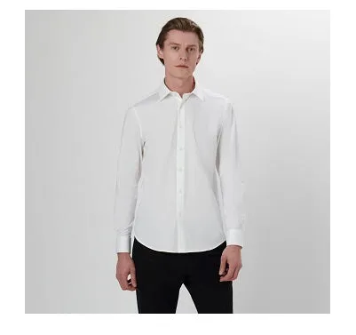 James Solid OoohCotton Shirt in White by Bugatchi